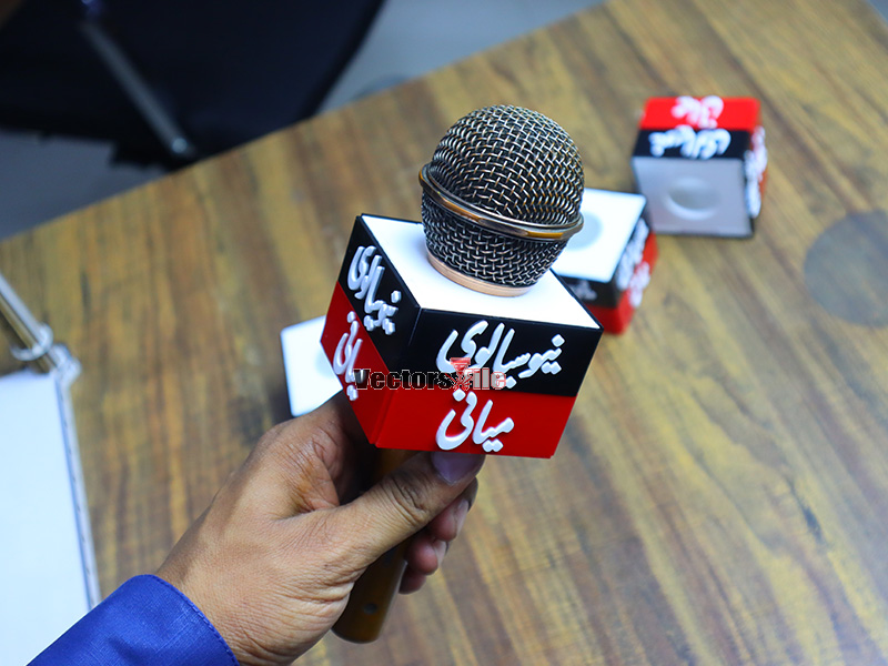 Laser Cut Microphone Flag Box Custom Mic Logo Live Equipment Acrylic Box