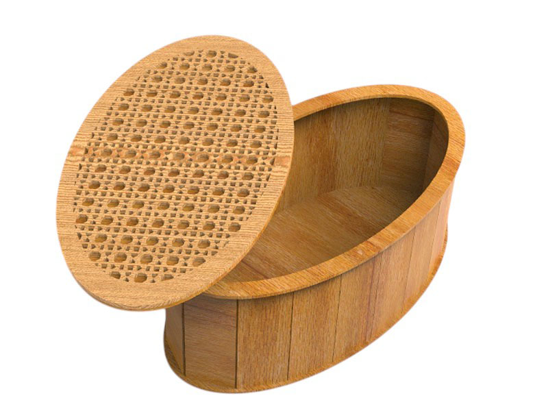 Laser Cut Wooden Oval Shape Jewelry Box with Lid
