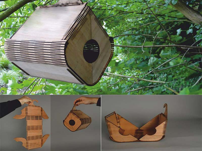 Laser Cut Birdhouse for Outdoor Wooden Bird Shelter with Hanger