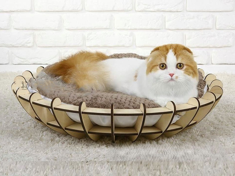 Laser Cut Round Shaped Cat Bed Design