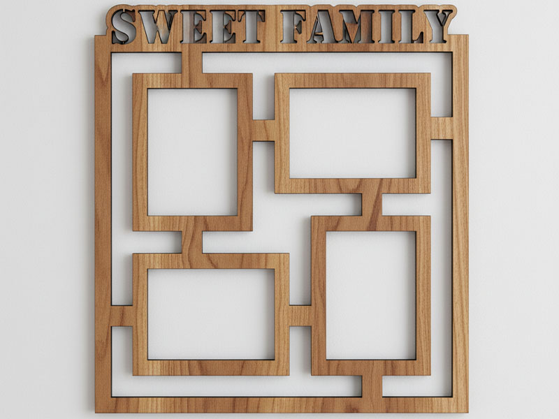 Laser Cut Sweet Family 4 Photos 7×5 Frame Size Wall Decor Idea