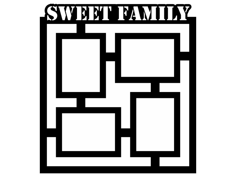Laser Cut Sweet Family 4 Photos 7×5 Frame Size Wall Decor Idea