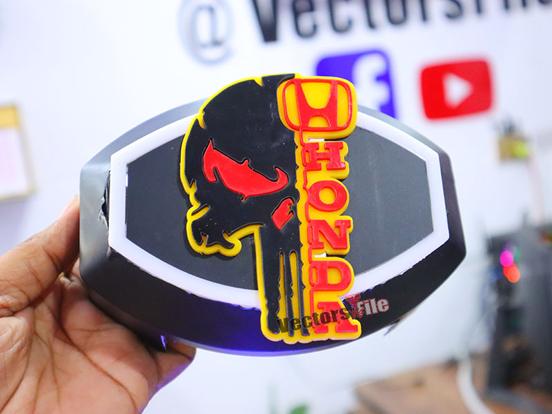 Laser Cut Acrylic Horror Skull with Honda Logo Cut Out Template