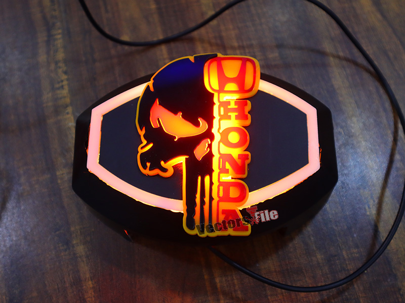 Laser Cut Acrylic Horror Skull with Honda Logo Cut Out Template