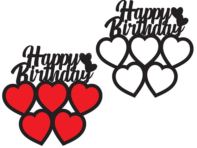 Laser Cut Happy Birthday Heart Photo Frame Design