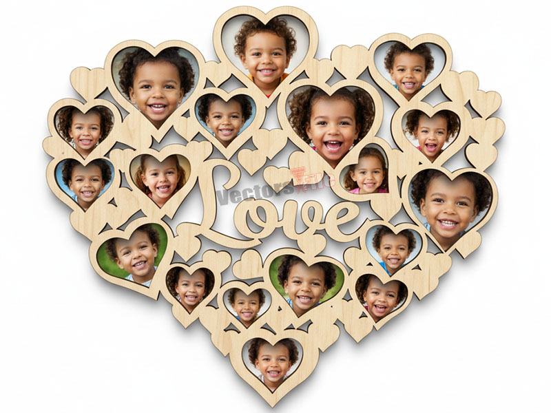 Laser Cut Personalized Wall Hanging Photo Frame Love Heart Design