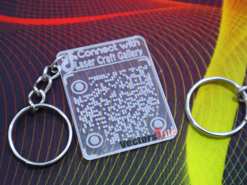 Laser Cut Custom QR Code Keychain Design