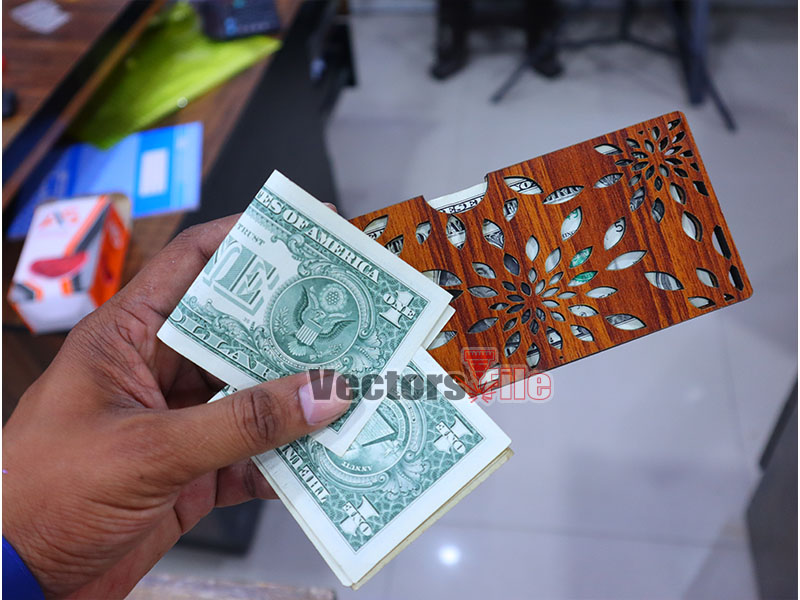Laser Cut Leaf Pattern Money Envelope Design