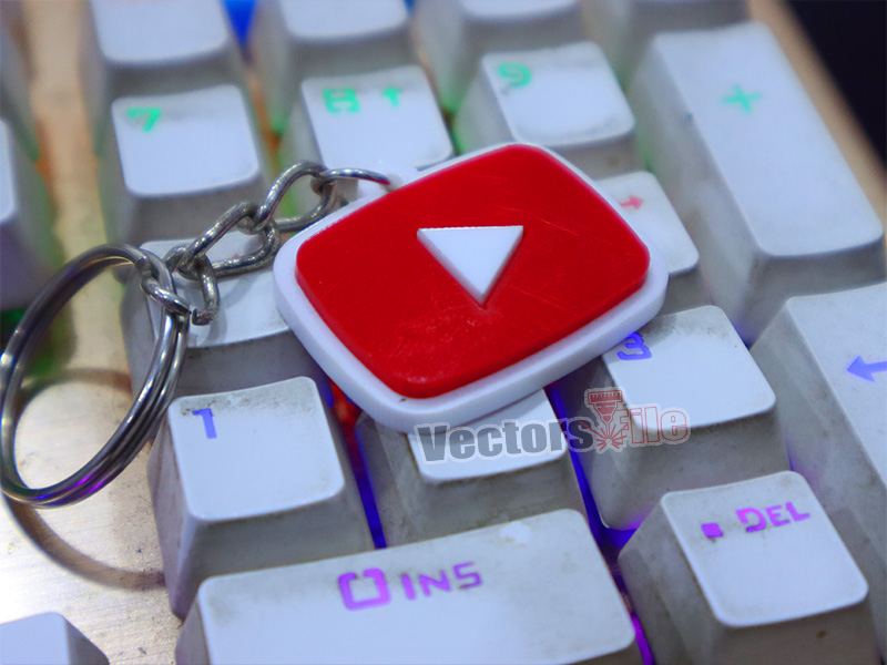 Laser Cut YouTube Icon with Custom ID Acrylic Keyring Design