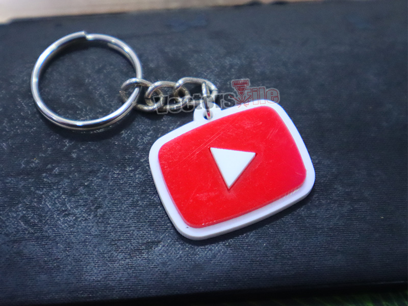 Laser Cut YouTube Icon with Custom ID Acrylic Keyring Design