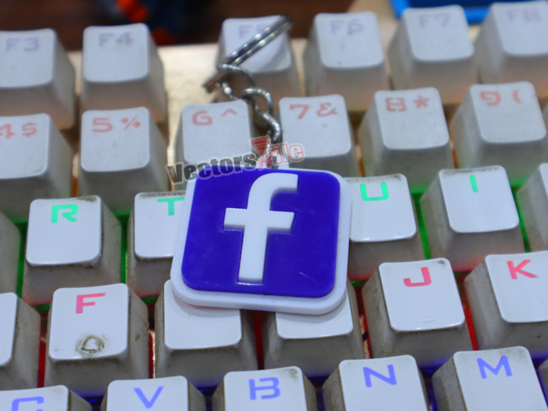 Laser Cut Facebook Icon with Custom ID Acrylic Keyring Design
