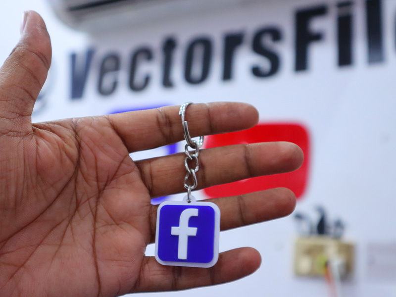 Laser Cut Facebook Icon with Custom ID Acrylic Keyring Design