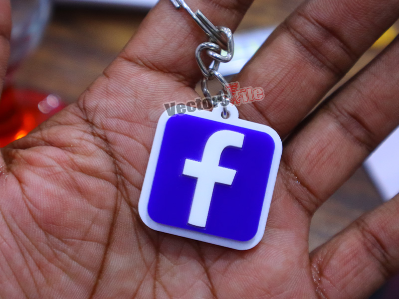 Laser Cut Facebook Icon with Custom ID Acrylic Keyring Design