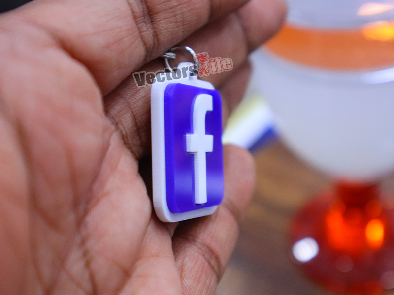 Laser Cut Facebook Icon with Custom ID Acrylic Keyring Design