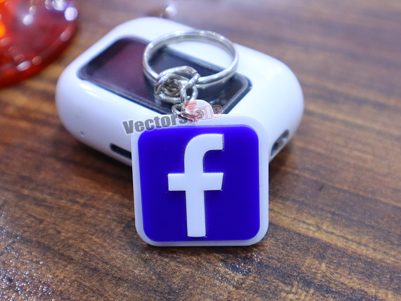 Laser Cut Facebook Icon with Custom ID Acrylic Keyring Design