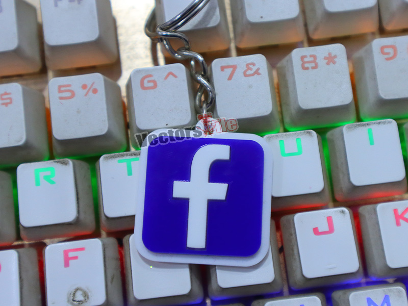 Laser Cut Facebook Icon with Custom ID Acrylic Keyring Design