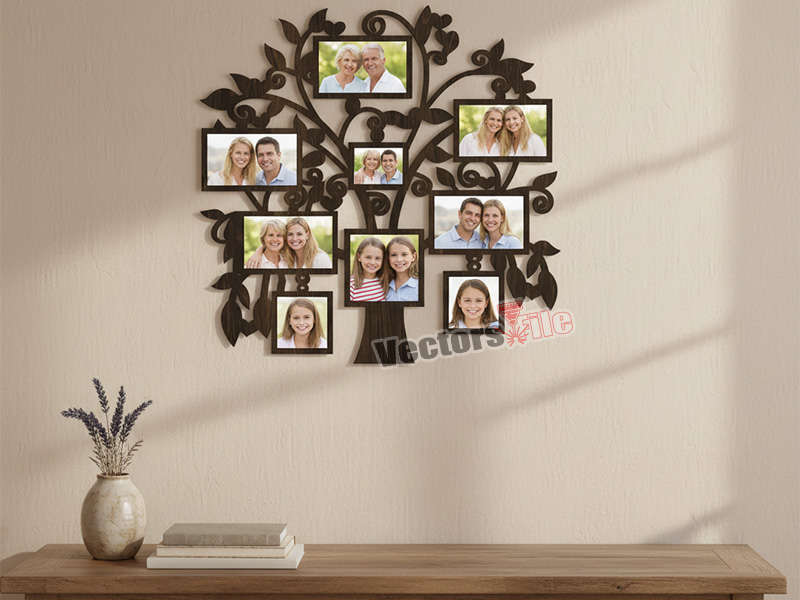 Laser Cut Family Tree Photo Frame Design