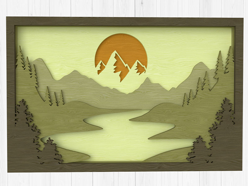 Laser Cut Sunrise Wall Art Layered Frame Design