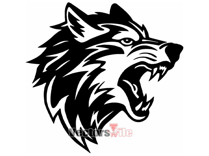 Laser Cut Howling Wolf Angry Face Cut Out Template