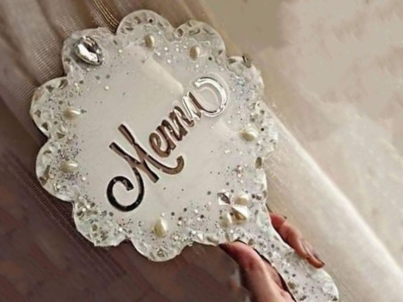 Laser Cut Personalized Bride Name Mirror Acrylic Frame Design