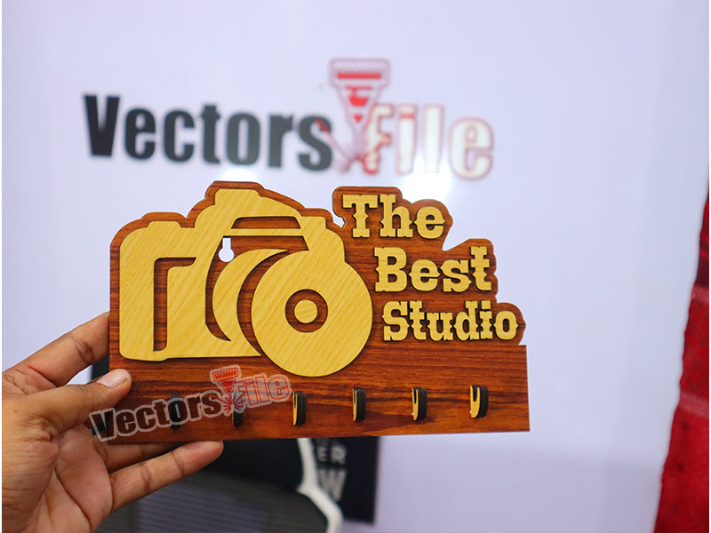Laser Cut Personalized Camera Shape Wall Hanging Key Holder Design
