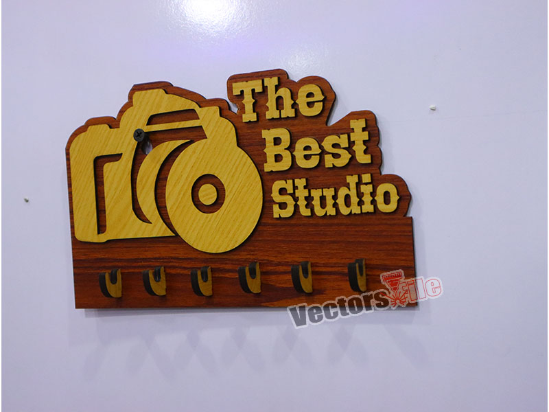 Laser Cut Personalized Camera Shape Wall Hanging Key Holder Design