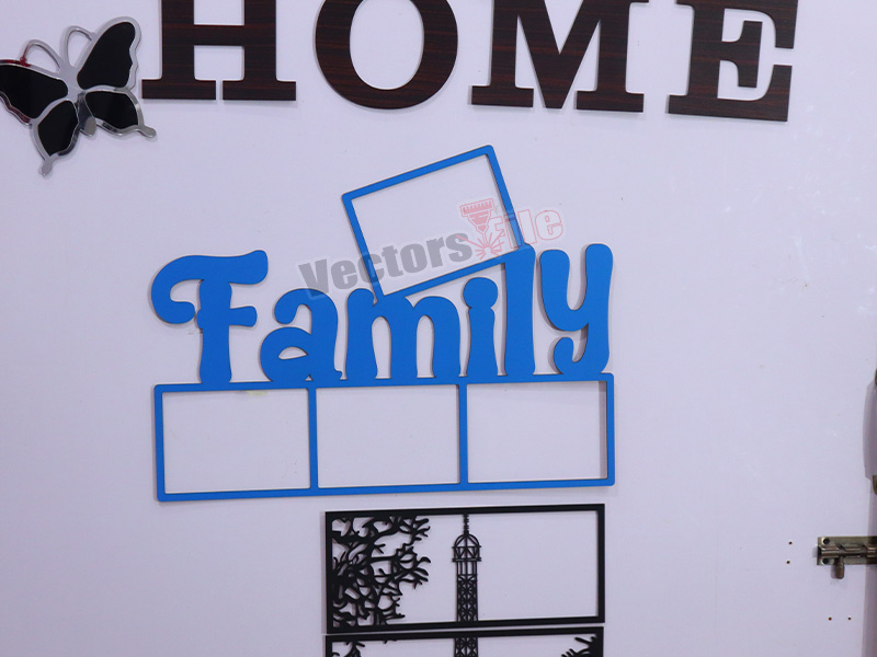 Laser Cut Wooden Family Sign Wall Photo Frame Design