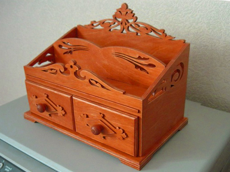 Laser Cut Vintage Table Storage Rack with Jewelry Drawer Box