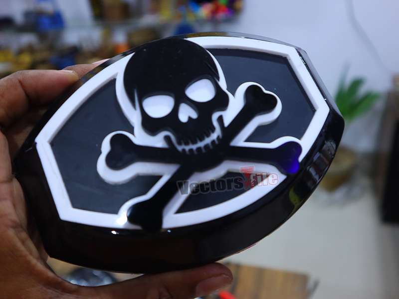Laser Cut Skull and Crossbones Cut Out Design