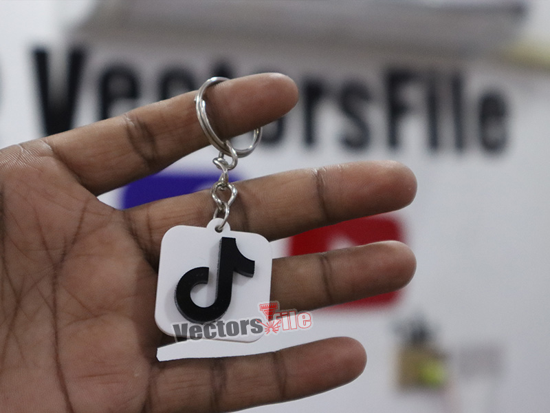 Laser Cut Social Media TikTok Icon Acrylic Keyring Design Idea