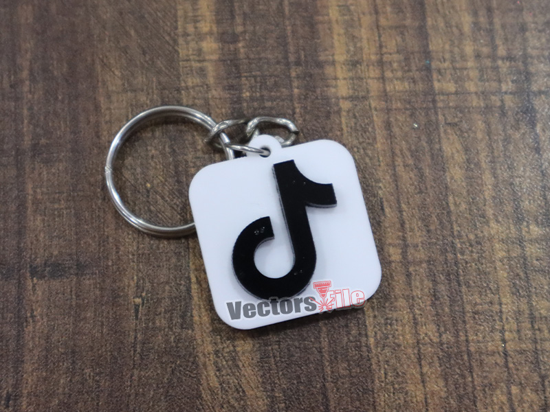Laser Cut Social Media TikTok Icon Acrylic Keyring Design Idea