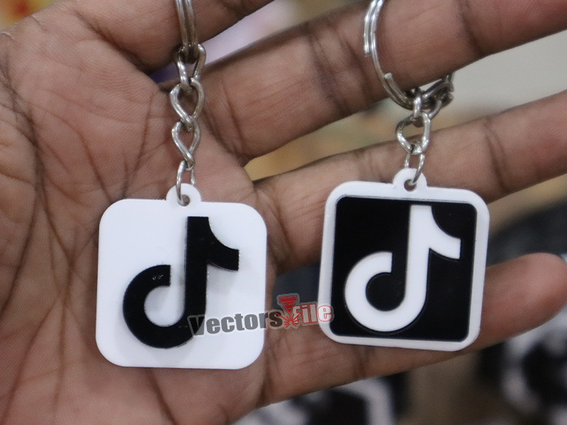 Laser Cut Social Media TikTok Icon Acrylic Keyring Design Idea