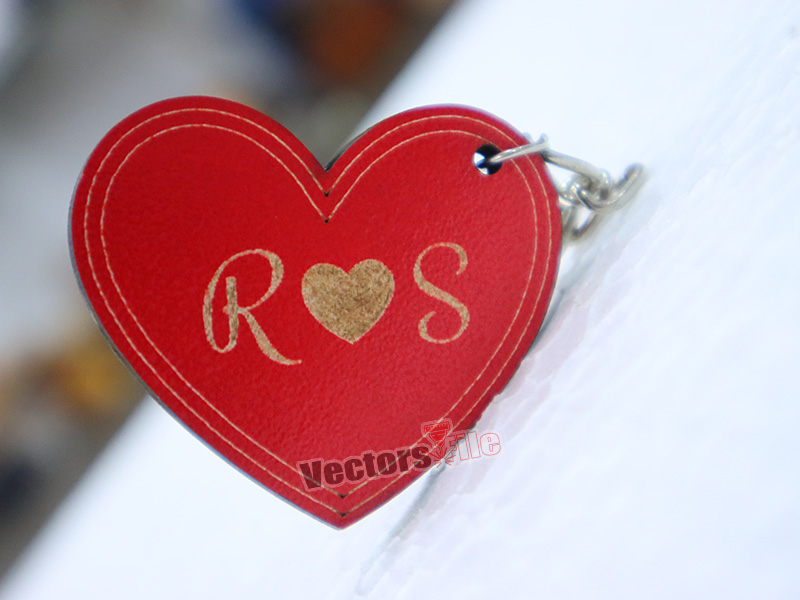 Laser Cut Heart Shaped Personalized Keyring Design