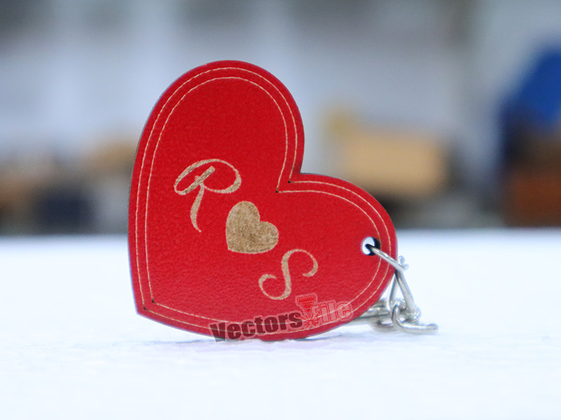 Laser Cut Heart Shaped Personalized Keyring Design