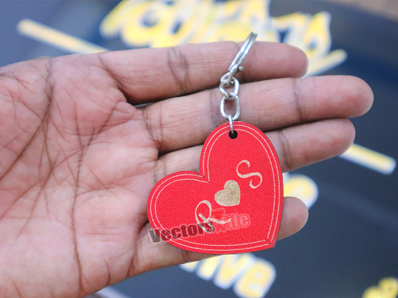 Laser Cut Heart Shaped Personalized Keyring Design
