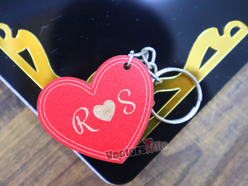 Laser Cut Heart Shaped Personalized Keyring Design
