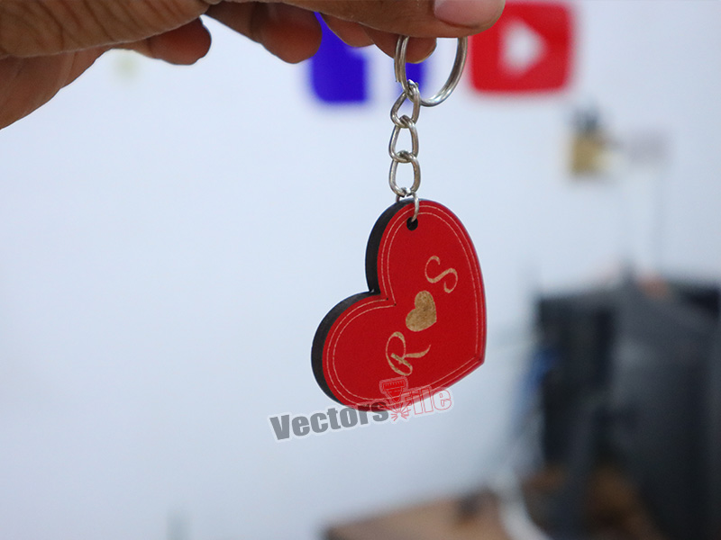 Laser Cut Heart Shaped Personalized Keyring Design