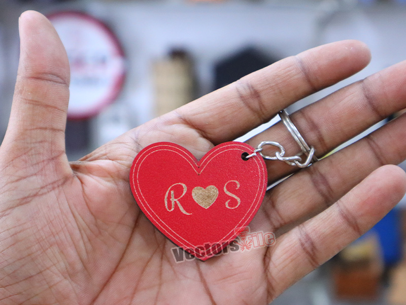 Laser Cut Heart Shaped Personalized Keyring Design