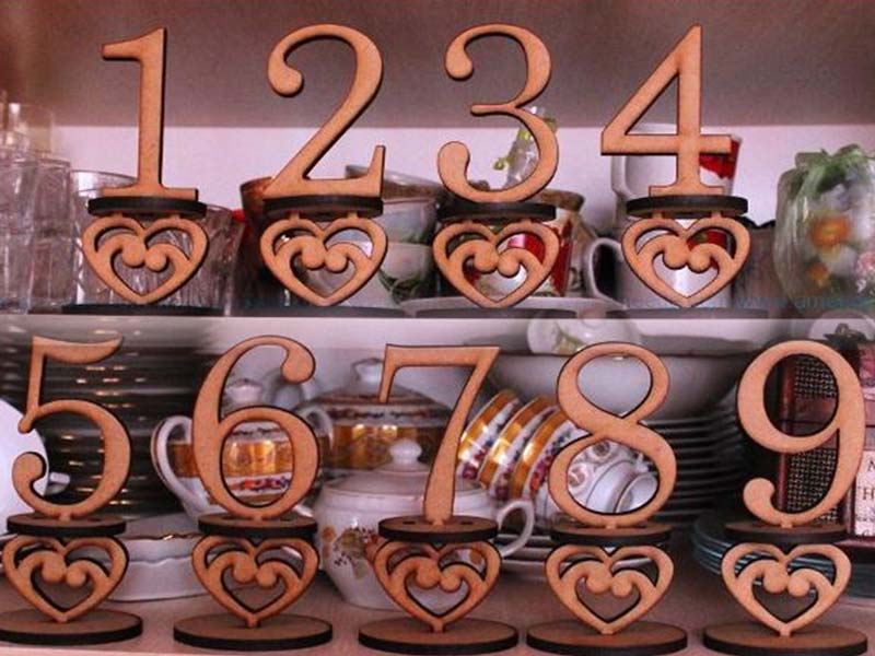 Laser Cut Number Frames with Bases Designed for Table Numbers or Decorative Elements