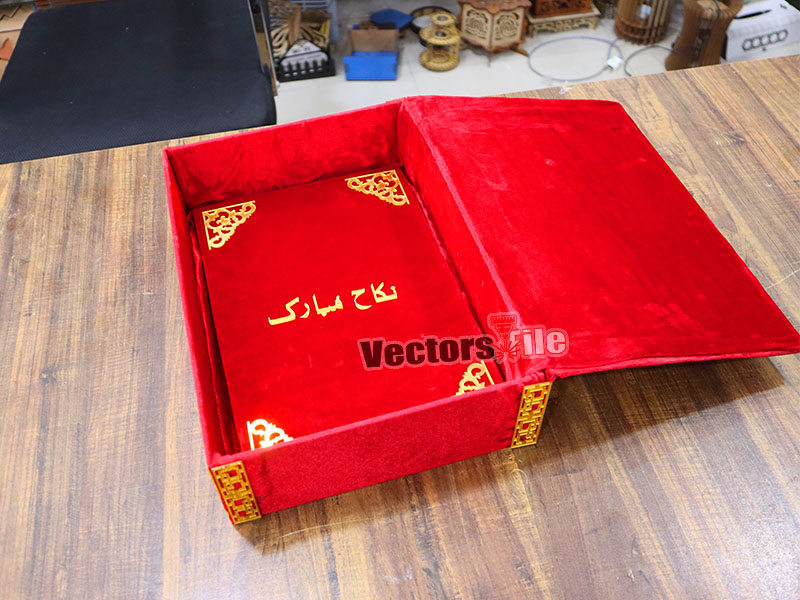 Laser Cut Personalized Wedding Nikah Booklet with Box Wedding Gift Idea