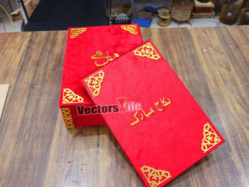 Laser Cut Personalized Wedding Nikah Booklet with Box Wedding Gift Idea