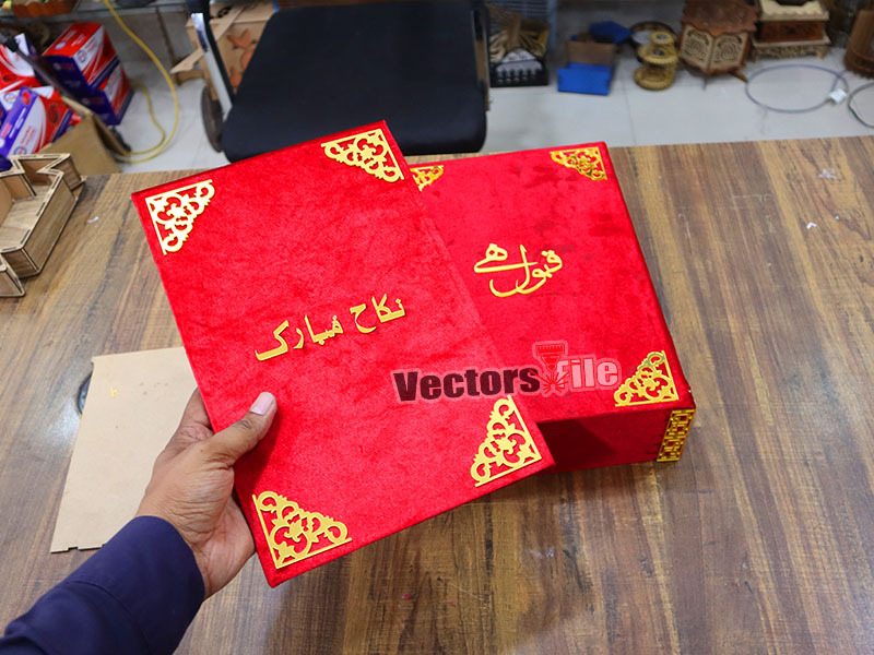 Laser Cut Personalized Wedding Nikah Booklet with Box Wedding Gift Idea