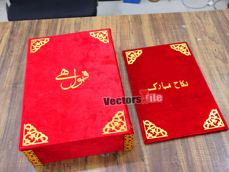 Laser Cut Personalized Wedding Nikah Booklet with Box Wedding Gift Idea