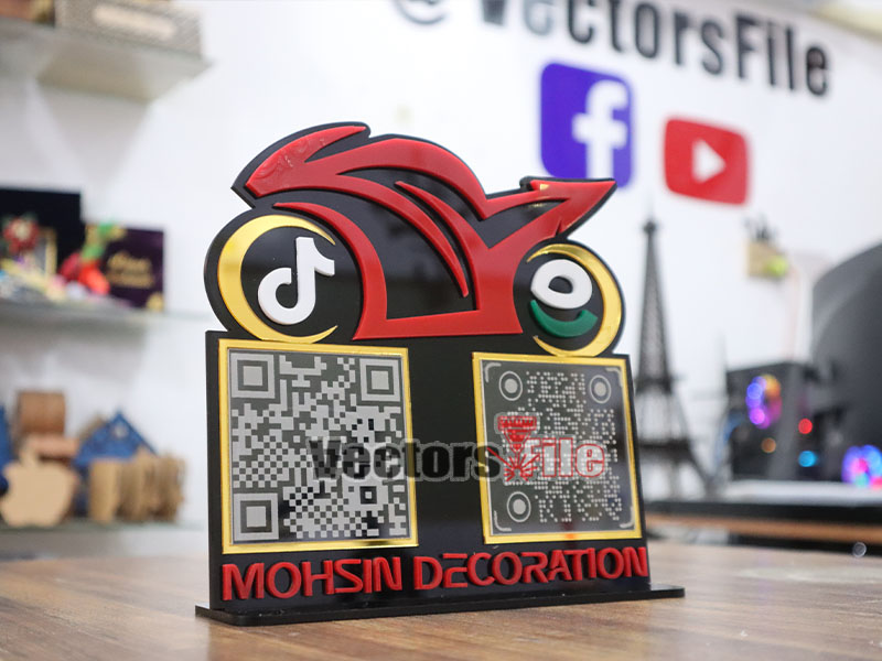 Laser Cut Personalized Bike Shape Acrylic QR Code Stand