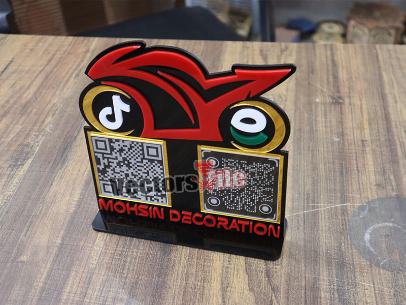 Laser Cut Personalized Bike Shape Acrylic QR Code Stand
