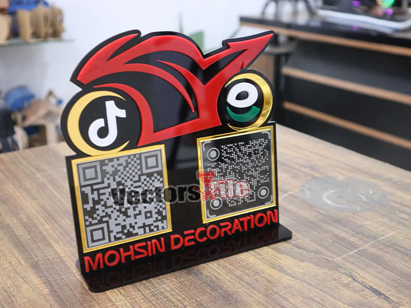Laser Cut Personalized Bike Shape Acrylic QR Code Stand
