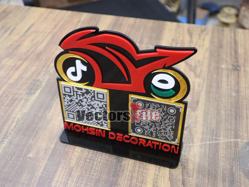 Laser Cut Personalized Bike Shape Acrylic QR Code Stand