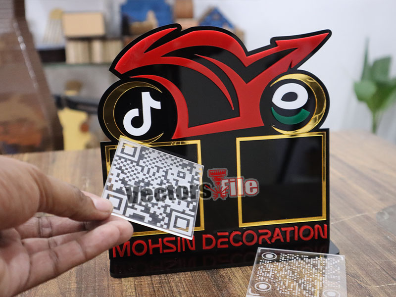 Laser Cut Personalized Bike Shape Acrylic QR Code Stand
