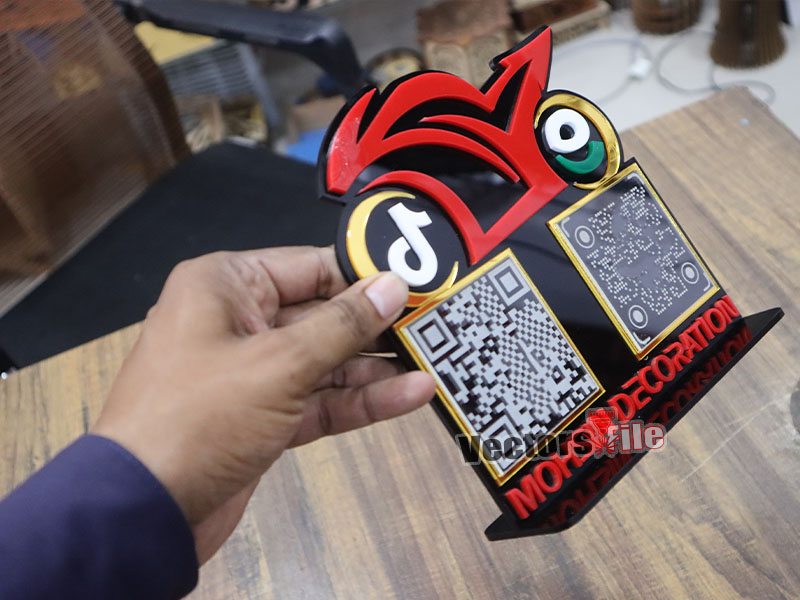 Laser Cut Personalized Bike Shape Acrylic QR Code Stand