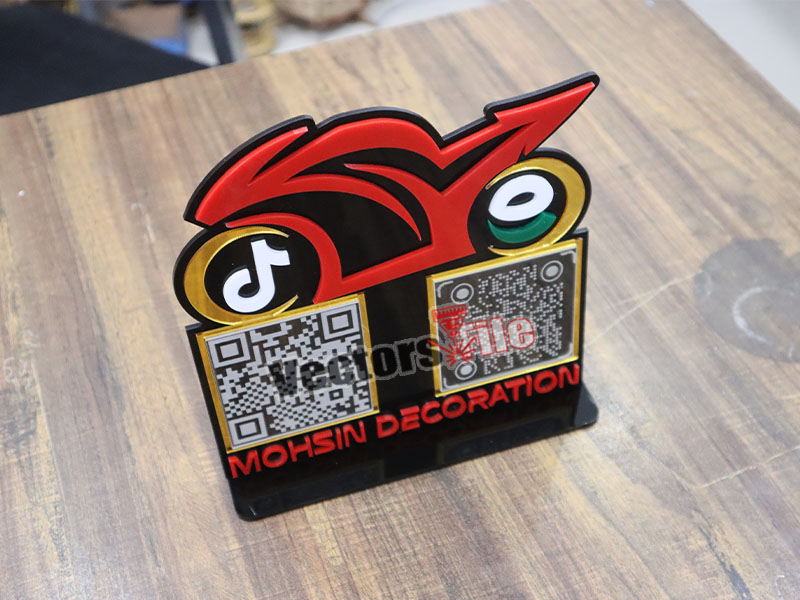 Laser Cut Personalized Bike Shape Acrylic QR Code Stand